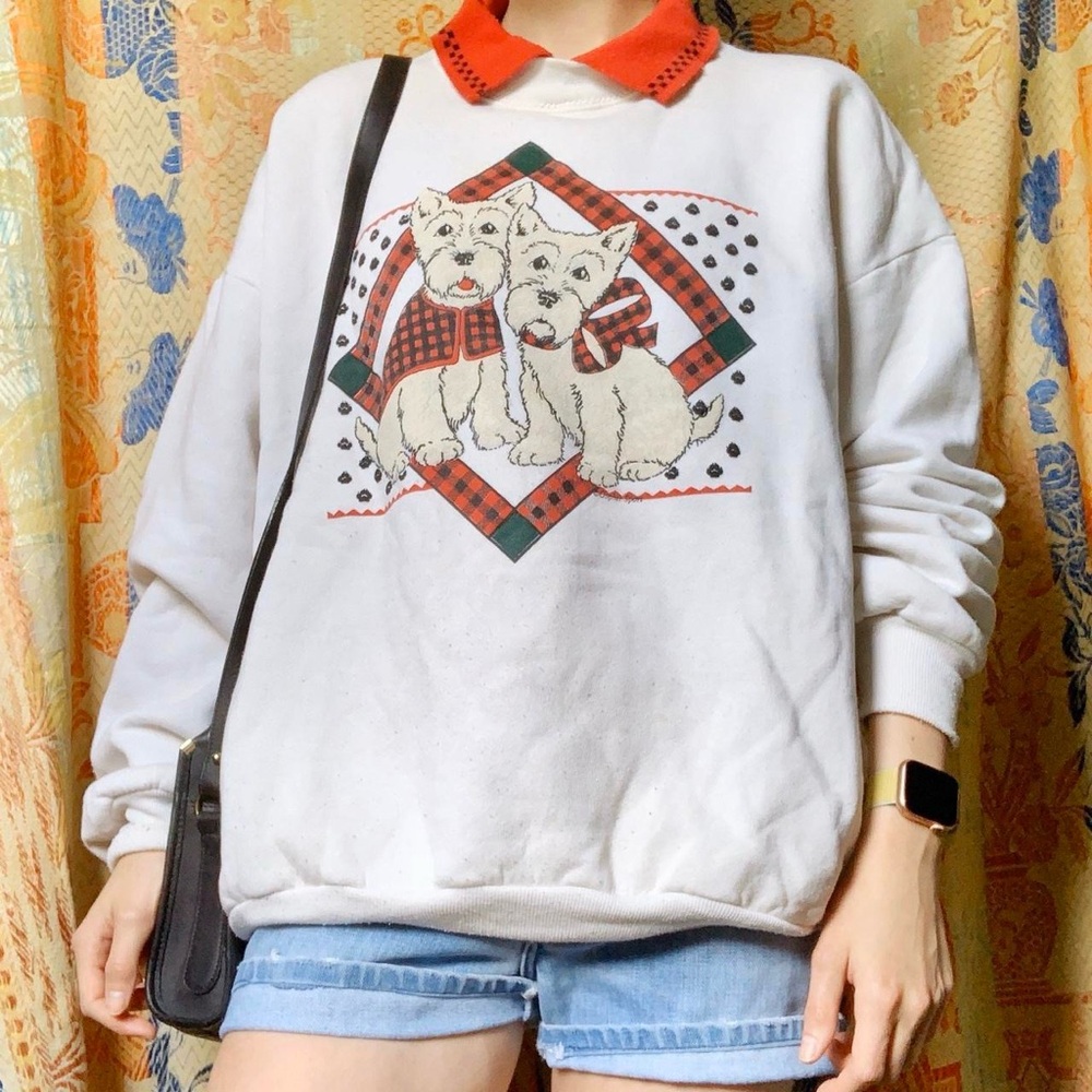 Vintage Scotty Dogs Collared Sweatshirt
